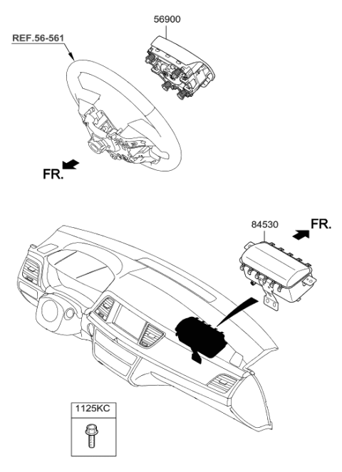 2009 Hyundai Elantra Touring  Module Assembly-Steering Wheel Air Bag Diagram for 56900B1200RNB