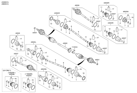 2008 Hyundai Elantra Touring  Bearing Bracket & Shaft Assembly Diagram for 49560B1100