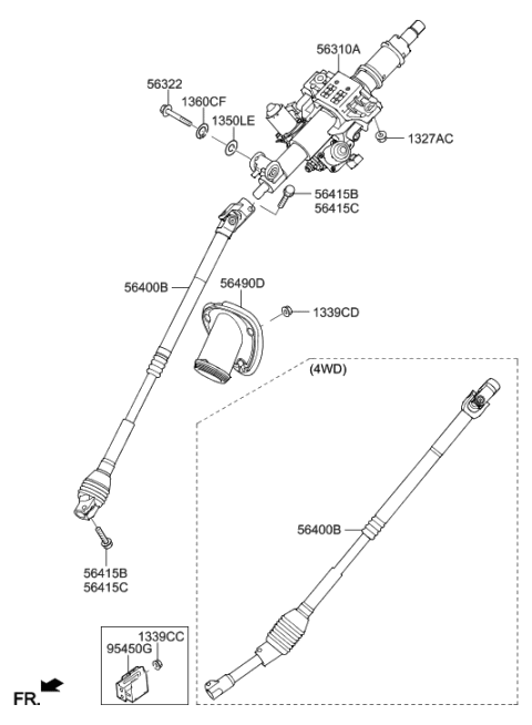 2023 Hyundai Genesis G90  Column Assembly-Steering Diagram for 56310B1500