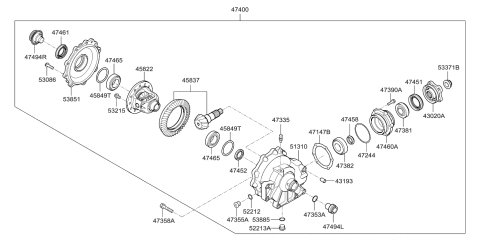 2009 Hyundai Elantra Touring  Differential Assembly-Front Diagram for 474004J030