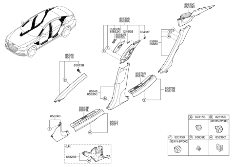 2019 Hyundai Elantra GT  Cover Assembly-Height Adjuster, LH Diagram for 85833B1000RRY