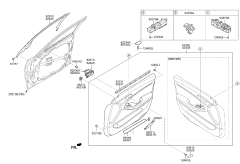 2023 Hyundai Genesis G90  Power Window Main Switch Assembly Diagram for 93570B10624X