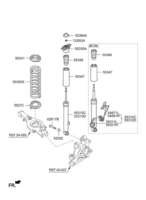 2009 Hyundai Elantra Touring  Rear Shock Absorber Dust Cover Diagram for 55316B1000