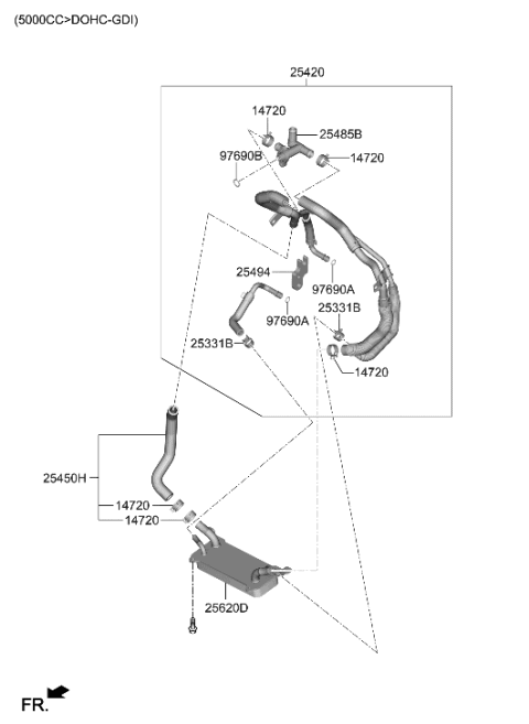 2023 Hyundai Genesis G90  Hose Assembly-Automatic Transmission Oil Cooling Diagram for 25420D2200