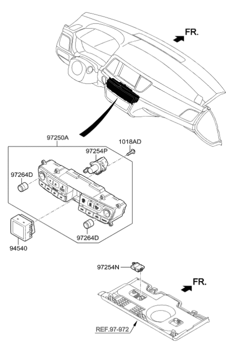 2023 Hyundai Genesis G90  Heater Control Assembly Diagram for 97250B1HA24X
