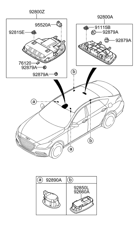2023 Hyundai Genesis G90  Lamp Assembly-Vanity Diagram for 928903N020RRY