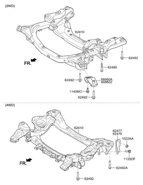 2009 Hyundai Elantra Touring  Crossmember Assembly-Front Diagram for 62410D2000