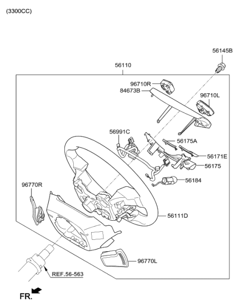 2023 Hyundai Genesis G90  Body-Steering Wheel Diagram for 56111B1250RNB