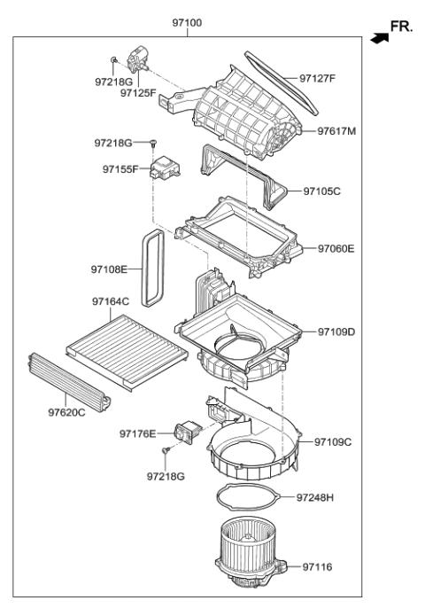 2023 Hyundai Genesis G90  Blower Unit Diagram for 97100B1000