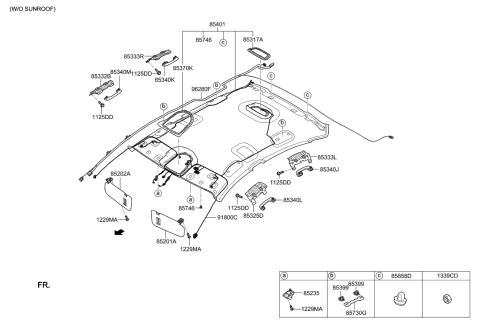 2019 Hyundai Elantra GT  Headlining Assembly Diagram for 85410B1020RRY