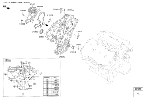2023 Hyundai Genesis G90  Cover-Timing Chain, Ff Diagram for 213513L120