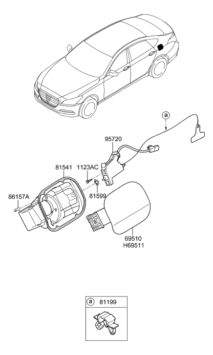 2023 Hyundai Genesis G90 Packing-Fuel Filler Door Catch Diagram for 815993M000