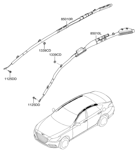 2008 Hyundai Elantra Touring  Curtain Air Bag Module, LH Diagram for 85010B1300