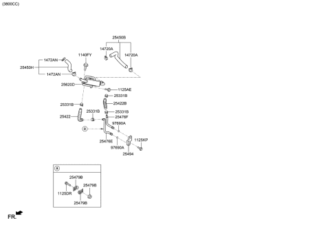 2019 Hyundai Elantra GT  Hose-Oil Cooling Return Diagram for 25422B1900