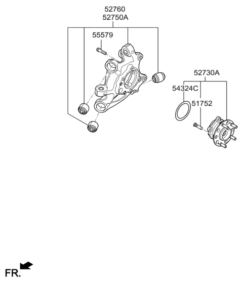 2019 Hyundai Elantra GT  Carrier Assembly-Rear Axle, LH Diagram for 52710B1100