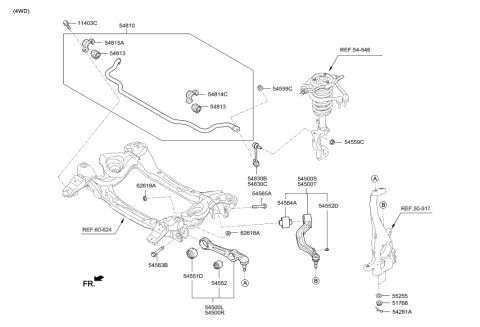 2008 Hyundai Elantra Touring  Lateral Arm Assembly-Front, LH Diagram for 54500B1010
