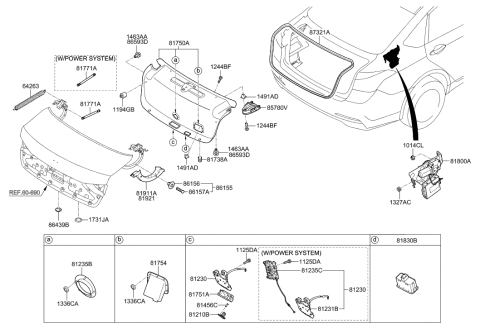 2019 Hyundai Elantra GT Bumper-TAILGATE OVERSLAM Diagram for 1737516034B