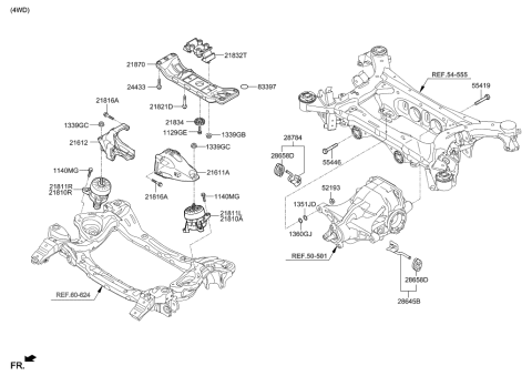 2009 Hyundai Elantra Touring  Engine Support Bracket Assembly, Right Diagram for 21825D2300