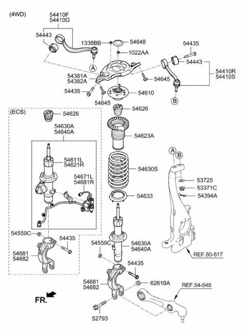 2023 Hyundai Genesis G90  Front Spring Pad, Lower Diagram for 54633D2100