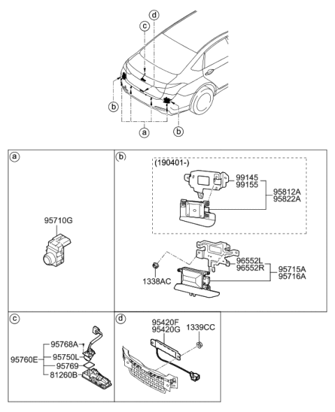 2019 Hyundai Elantra GT  Smart Key Antenna Assembly Diagram for 95420B1150