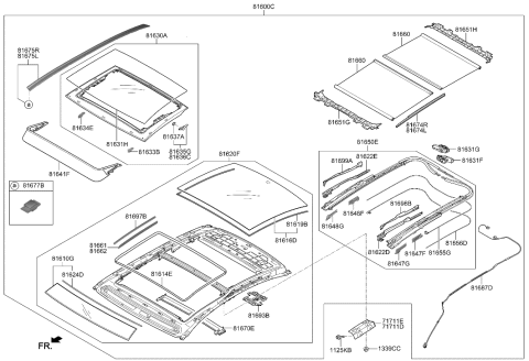 2023 Hyundai Genesis G90  Command Shoe-Panorama Roof Moving Glass Diagram for 81634B1010