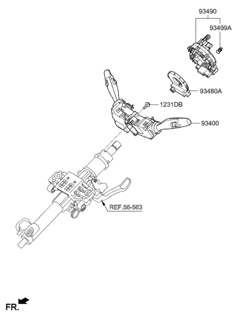 2019 Hyundai Elantra GT  Clock Spring Contact Assembly Diagram for 93490B1010