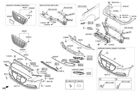2023 Hyundai Genesis G90  Front Driver Side Fog Light Assembly Diagram for 92201B1500