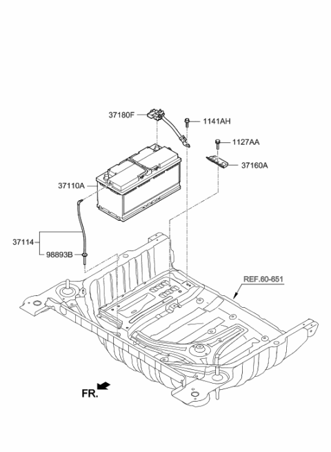 2008 Hyundai Elantra Touring  Battery Sensor Assembly Diagram for 37180B1210