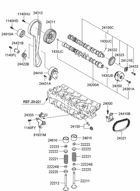 2014 Hyundai Genesis Coupe  Tensioner Assembly-Timing Chain Diagram for 2441026800