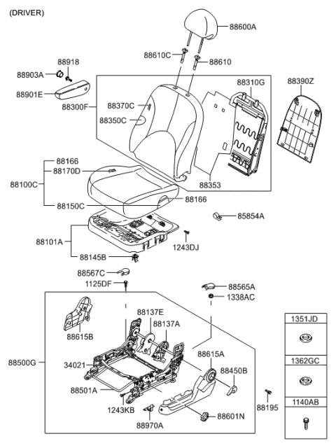 2018 Hyundai Genesis G80 Cover-Front Seat Mounting Rear Inner Diagram for 885671E000OR