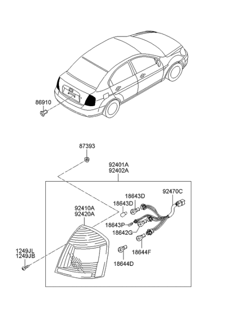 2019 Hyundai Genesis G70 Lamp Assembly-Rear Combination, LH Diagram for 924011E010