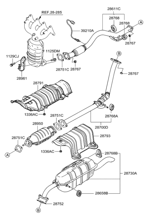 2019 Hyundai Genesis G80  Front Muffler Assembly Diagram for 286101G300