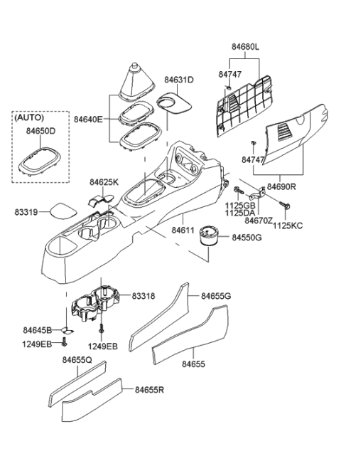 2018 Hyundai Genesis G90  Cover-Parking Brake Blank Diagram for 846161E200OR