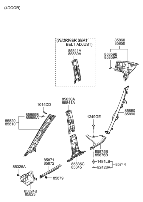 2019 Hyundai Genesis G80 Trim Assembly-Rear Wheel House LH Diagram for 858801E050AR