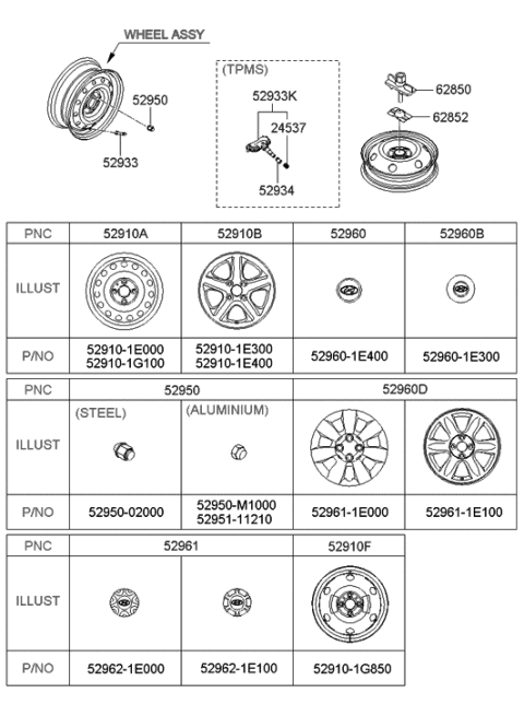 2019 Hyundai Genesis G70  Clamp-Spare Tire Diagram for 628501G000