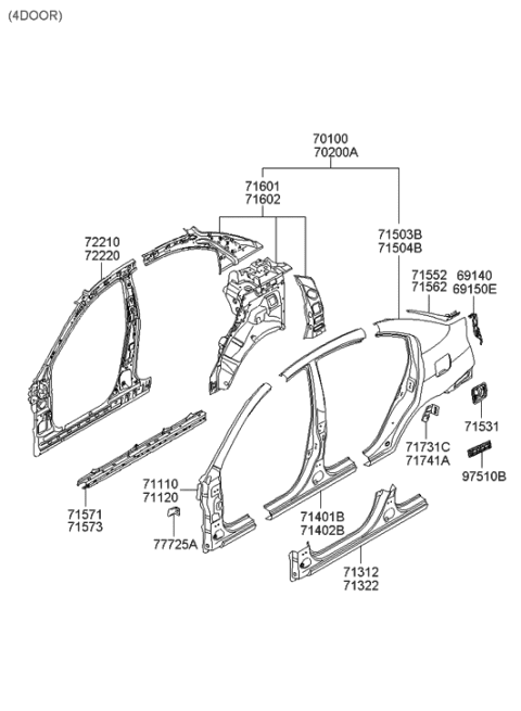 2017 Hyundai Genesis G80  Housing Assembly-Fuel Filler Diagram for 715311E210