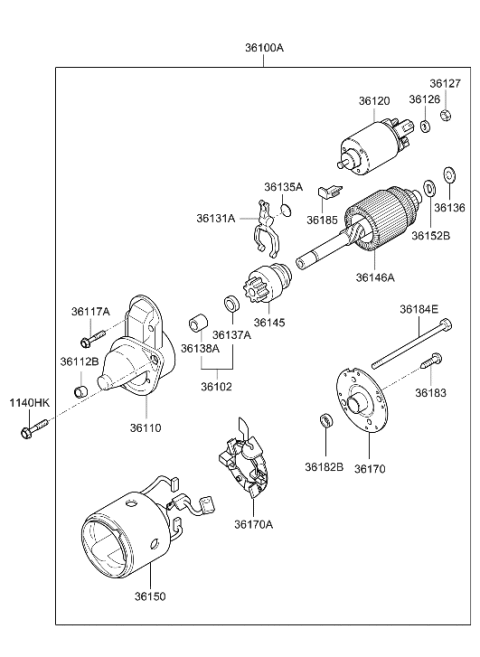 2017 Hyundai Genesis G80  Brush Holder Assembly Diagram for 361702B100