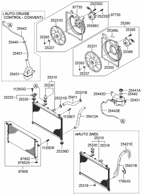 2019 Hyundai Genesis G70  Hose-Oil Cooler Diagram for 254211E000