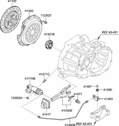 2018 Hyundai Genesis G80  Bracket Assembly-Clutch Fluid Line Diagram for 4146323401