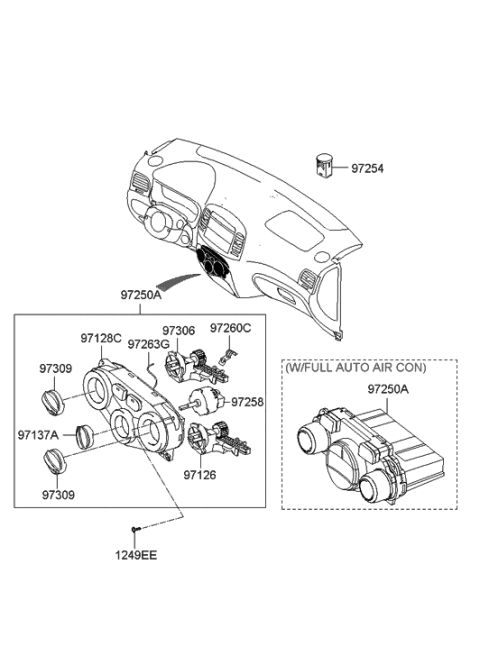 2018 Hyundai Genesis G90 Control Panel Diagram for 972511E065