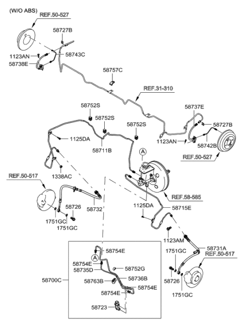 2018 Hyundai Genesis G80  Hose-Brake Front, LH Diagram for 587311E000