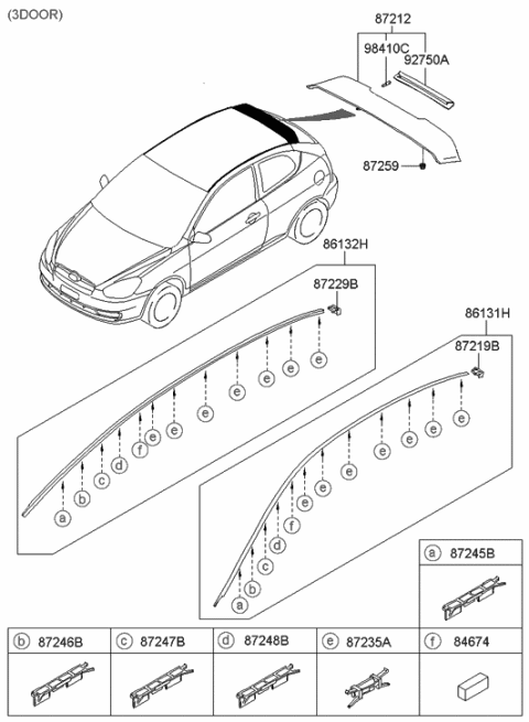 2017 Hyundai Genesis G80  Clip "D"-Windshield Side Molding Diagram for 872481E000