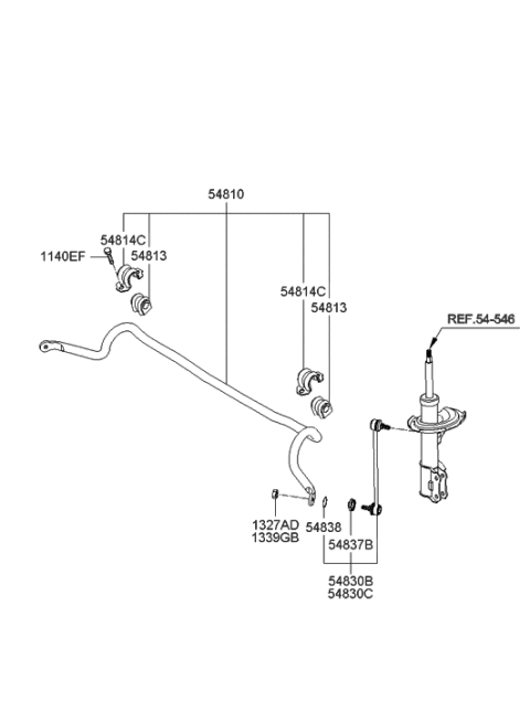2014 Hyundai Genesis Coupe  Bush-Stabilizer Bar Diagram for 548121G000