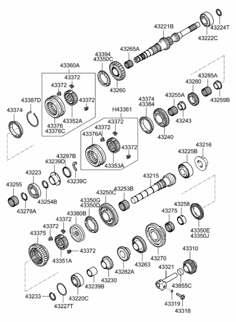 2014 Hyundai Genesis Coupe Bearing-Needle Roller Diagram for 4325323000