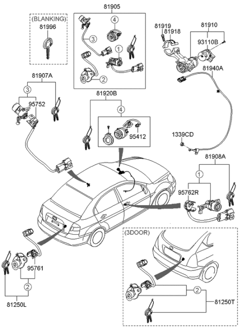 2018 Hyundai Genesis G80  Blanking Key Diagram for 819961E000