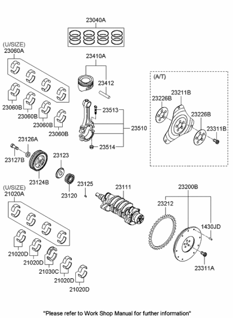2017 Hyundai Genesis G80 Bearing Set-Crank Shaft Diagram for 2102026971