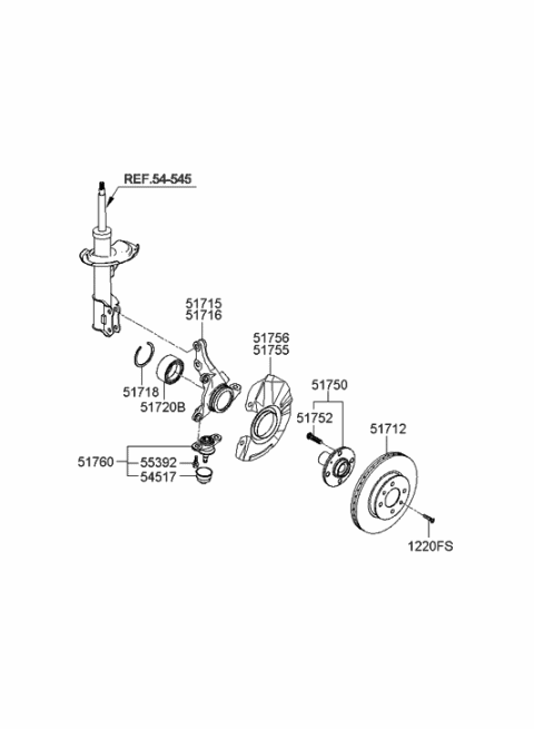 2018 Hyundai Genesis G80  Disc-Front Wheel Brake Diagram for 517121G000