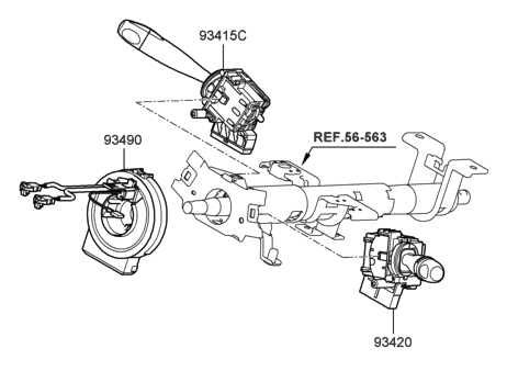 2014 Hyundai Genesis Coupe Switch Assembly-Lighting & Turn Signal Diagram for 934101G000