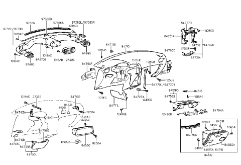 2007 Hyundai Sonata  Bumper-Glove Box Diagram for 8451829000