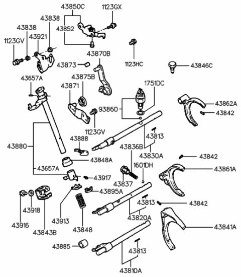 2007 Hyundai Sonata  Lever Assembly-Reverse Shift Diagram for 4385028002